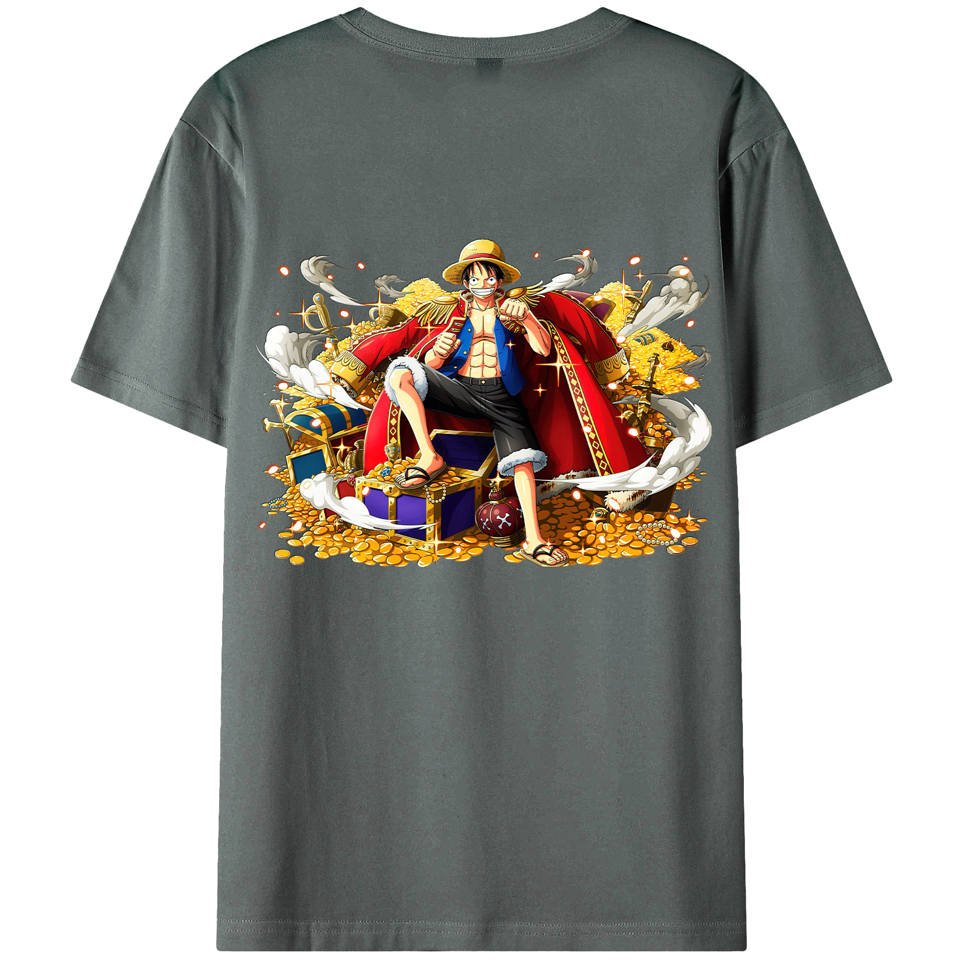 ワンピース モンキー・D・ルフィ ONE PIECE Monkey D. Luffy 綿100％ メンズ半袖Tシャツ（バックプリント） 通気性